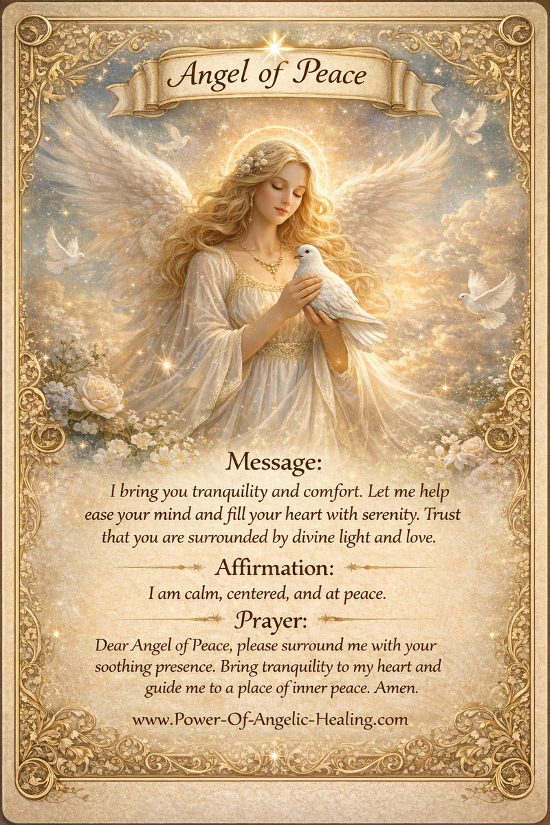 The Angel of Peace message is a powerful reminder that divine calm, comfort, and spiritual reassurance are surrounding you at this time.