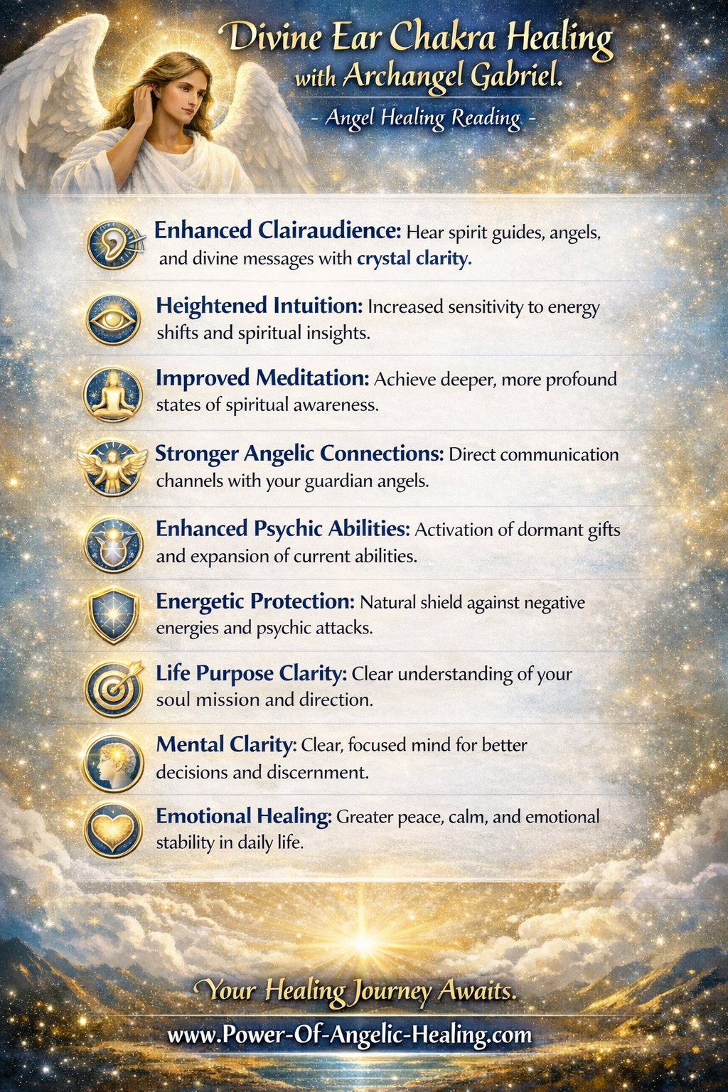 Divine Ear Chakra Healing with Archangel Gabriel. Angel Healing Reading.
