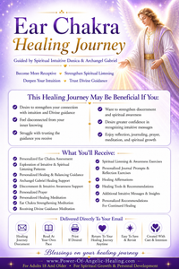 Ear Chakra Healing Journey. Become More Receptive • Strengthen Spiritual Listening • Deepen Your Intuition • Trust Divine Guidance. Guided by Spiritual Intuitive Danica & Archangel Gabriel.