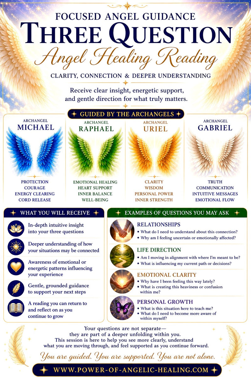 Three Question Angel Healing Reading — Clarity, Connection & Deeper Understanding