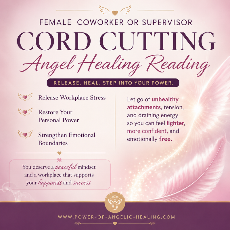 Female Coworker or Supervisor Cord Cutting Angel Healing Reading