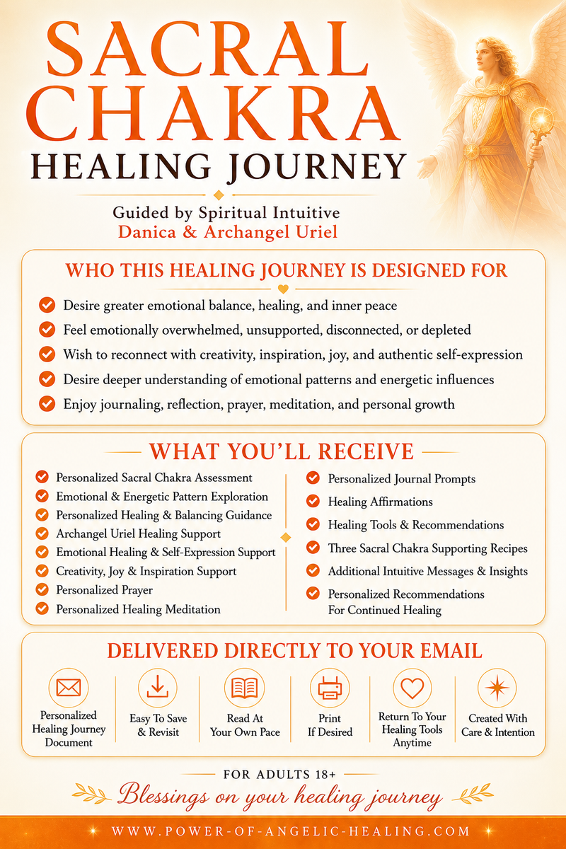Sacral Chakra Healing Journey. Heal Emotional Wounds • Reconnect With Your Creativity • Express Your Authentic Self • Rediscover Joy. Guided by Spiritual Intuitive Danica & Archangel Uriel.