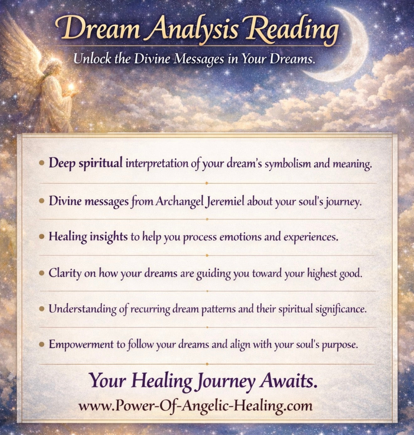Dream Analysis Reading. Unlock the Divine Messages in Your Dreams.