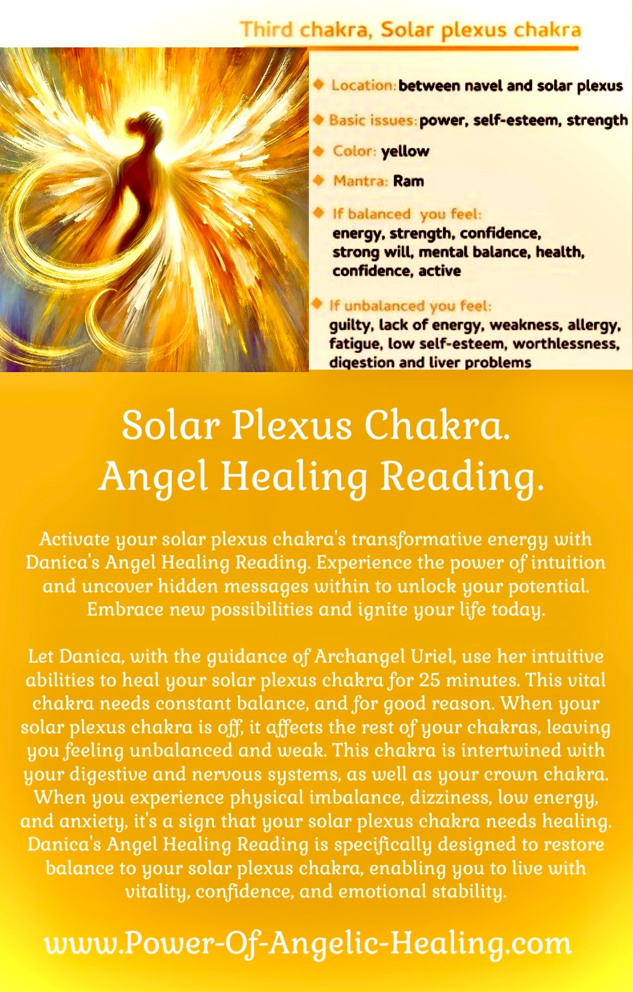 Solar Plexus Chakra. Angel Healing Reading.