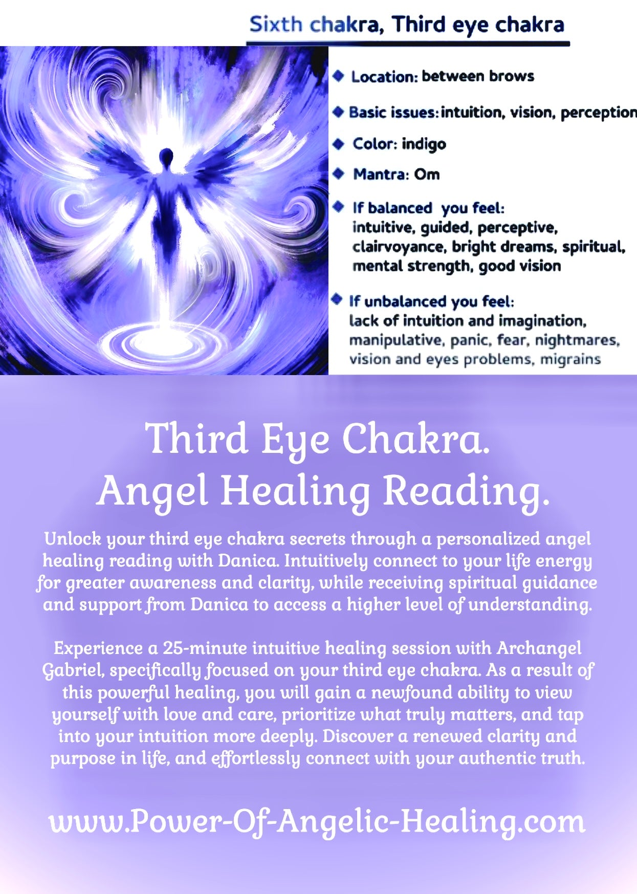 Third Eye Chakra. Angel Healing Reading.