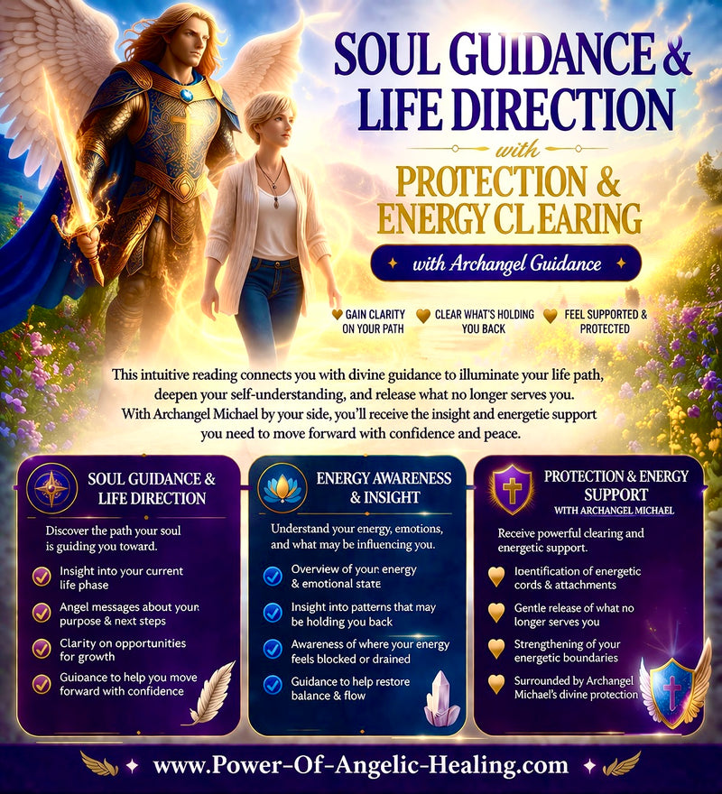 Soul Guidance & Life Direction with Protection & Energy Clearing Reading with Archangel Guidance✨Gain Clarity on Your Path • Understand Your Energy • Clear What’s Holding You Back • Feel Supported & Protected.