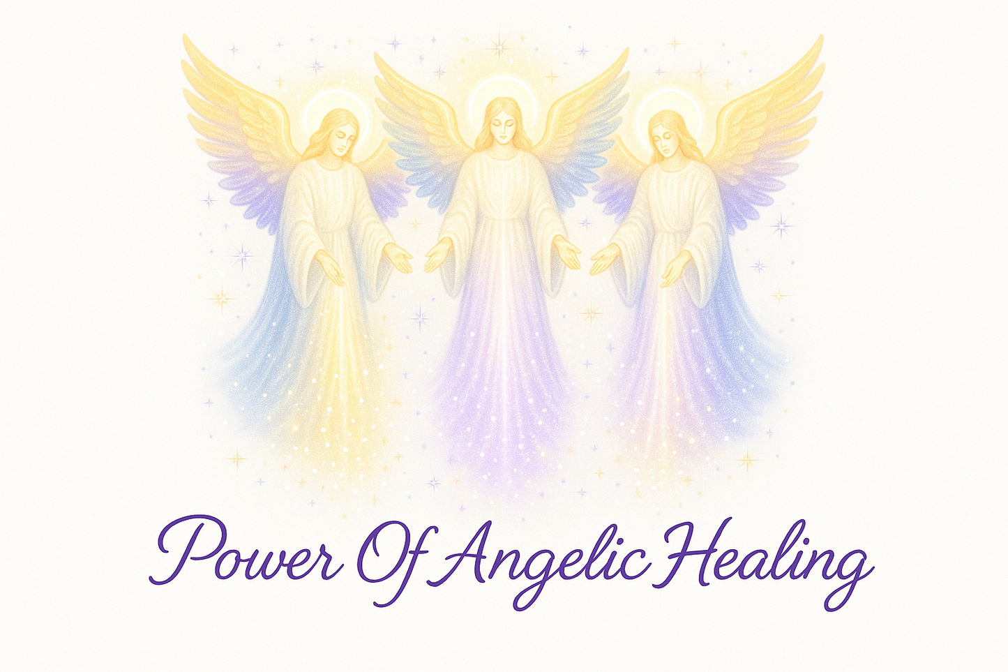 add sparkle around the archangels. put logo all the way in the bottom and let it read across. 