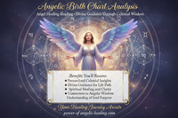 Angelic Birth Chart Analysis. Angel Healing Reading - Divine Guidance Through Celestial Wisdom. (put healing angel sending healing to that tittle) in the middle put benefits what my client will receive by purchasing this reading. on bottom put Your Healing Journey Awaits. Put website name on bottom. (make everything cohesive with website)