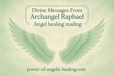 Put light green angel wings. Put a box on top. In the box put Divine Messages From Archangel Raphael. Angel healing reading. Put website name on bottom. 