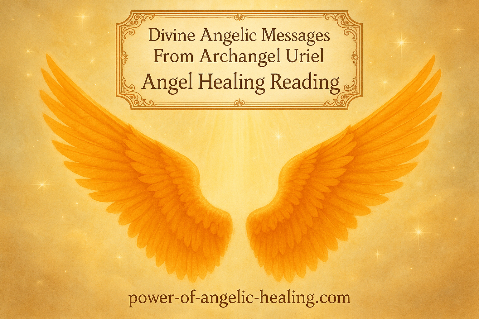 Put orange wings. Put a box on top. In the box put Divine Angelic Messages From Archangel Uriel. Angel Healing Reading. Put website name on bottom. 
